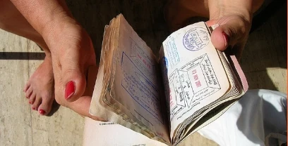 passport, visa, rubber stamp